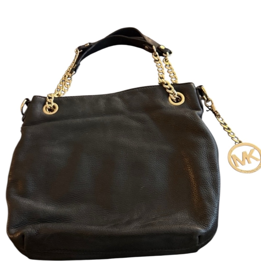 Michael Kors Black Shoulder Bag with Gold Accents